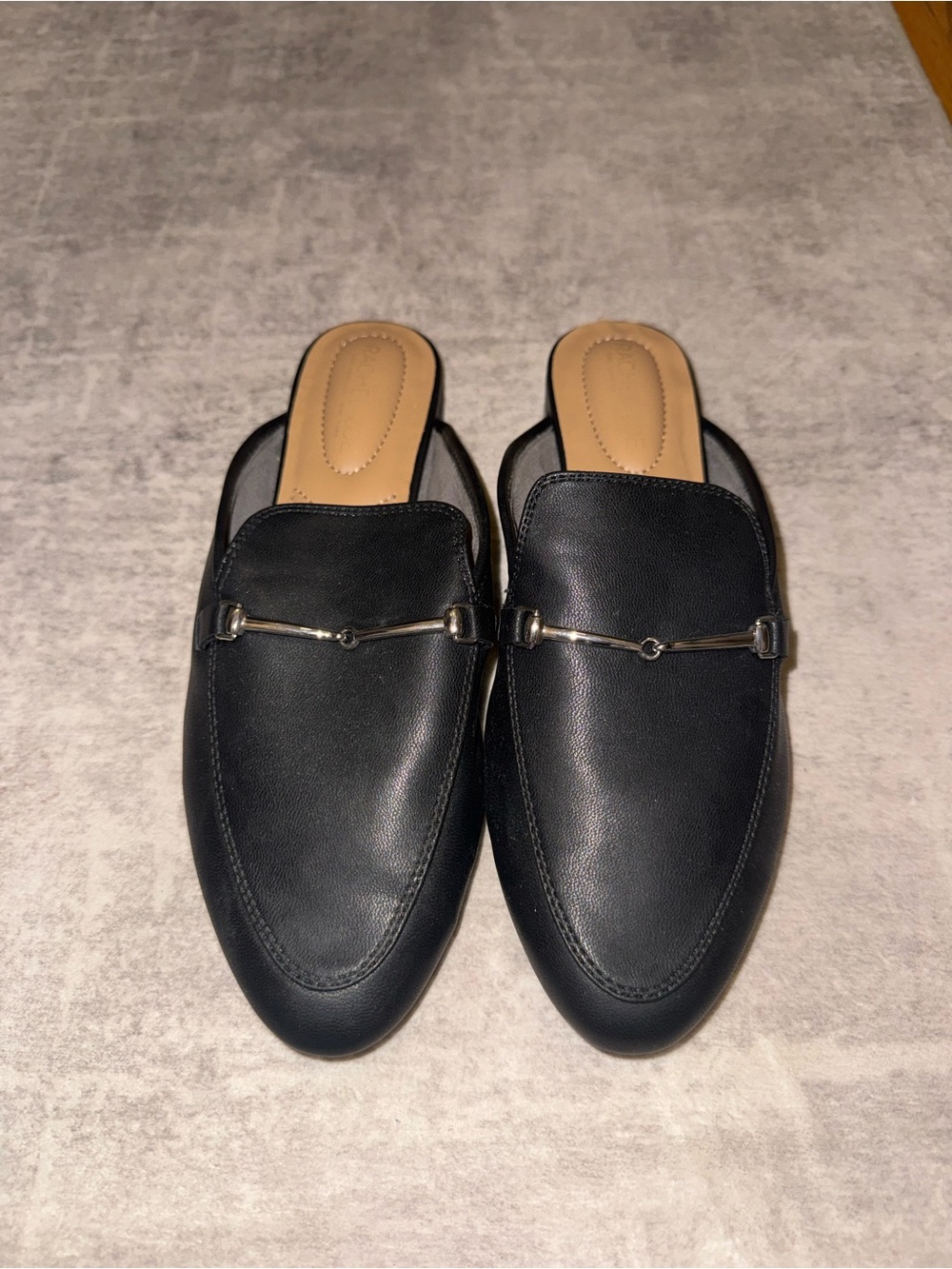 Rachel Zoe Black Leather Slip-On Mule with Silver Bit